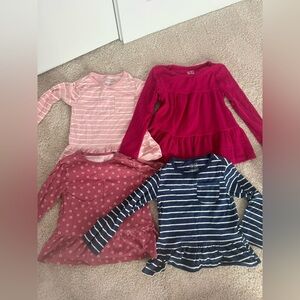 Carter’s Girls' Long Sleeve Striped and Floral Tops - Pink, Red, Blue